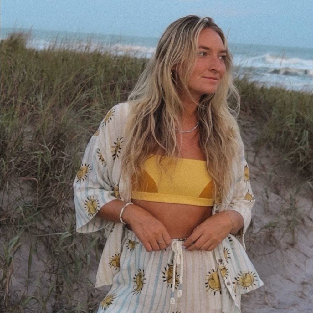 NWT $78 Anthropologie x LouLou Avenue Button-Down Sun Print Collared Top XXS